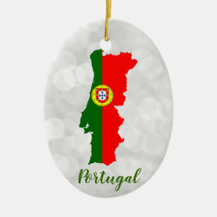 Portugual Portuguese Flag Map Ceramic Tree Decoration