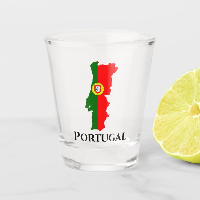 Portugual Portuguese Flag Map Shot Glass (Front)