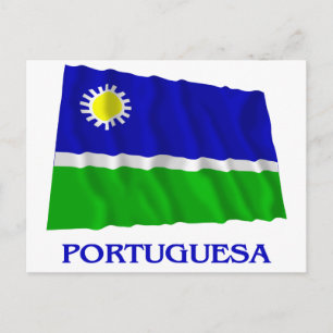 Portuguesa Waving Flag with Name Postcard