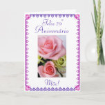 Portuguese: 70 Anos  Mum's 70th Birthday Card<br><div class="desc">Postal de anos para o 70 º aniversário da Mãe,  com foto de rosas . Personalise a sua mensagem! Picture of pink and blue flowers on white background. "Happy 70th Birthday mum!";   Personalise your message!   Photography by Maria Santos (Lusinhas do Sul)</div>