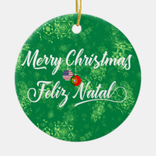 Portuguese American Decoration, Feliz Natal Ceramic Tree Decoration
