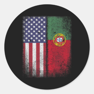 Portuguese American Flag Portugal Usa For Women Ki Classic Round Sticker