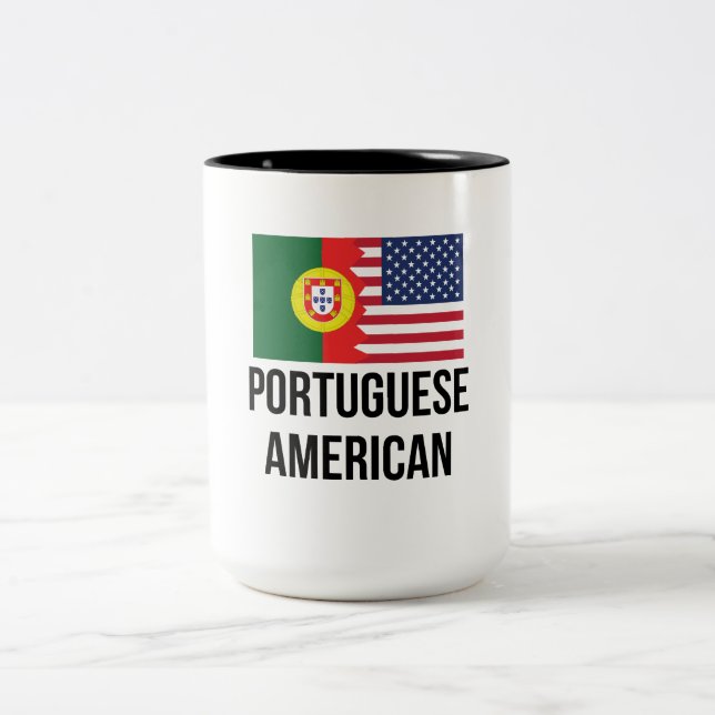 Portuguese American Flag Two-Tone Coffee Mug (Center)