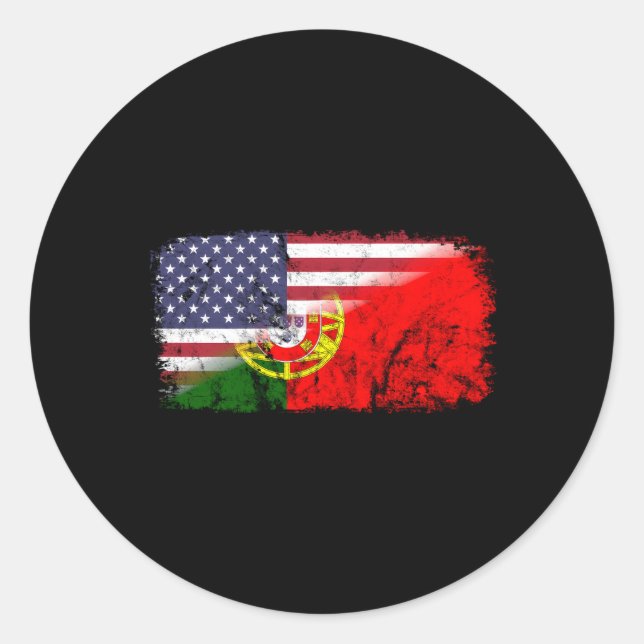 Portuguese American Flag Usa Luso American Flag Of Classic Round Sticker (Front)