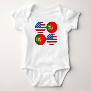 Portuguese American flags Baby Bodysuit