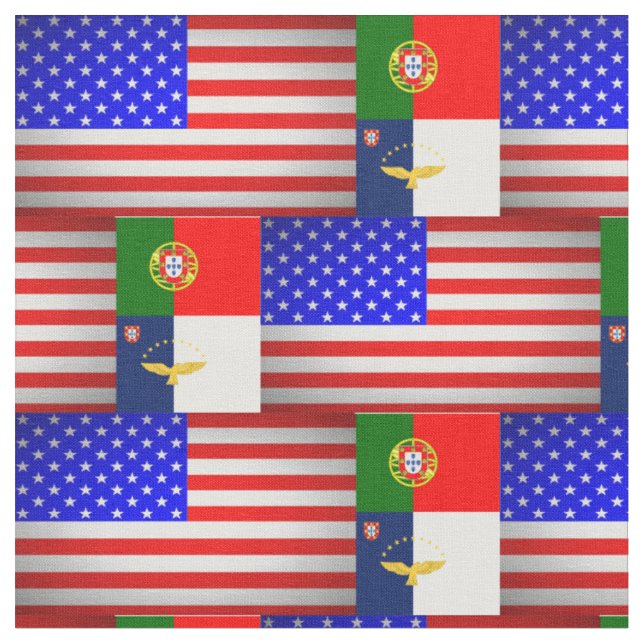 Portuguese American flags Fabric (Close Up)