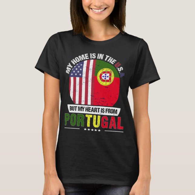 Portuguese American Heart is from Portugal Grown T-Shirt (Front)