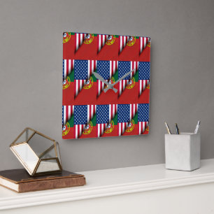 Portuguese American  Square Wall Clock