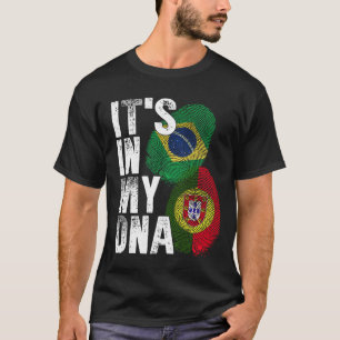 Portuguese And Brazilian Mix DNA Flag Heritage T-Shirt