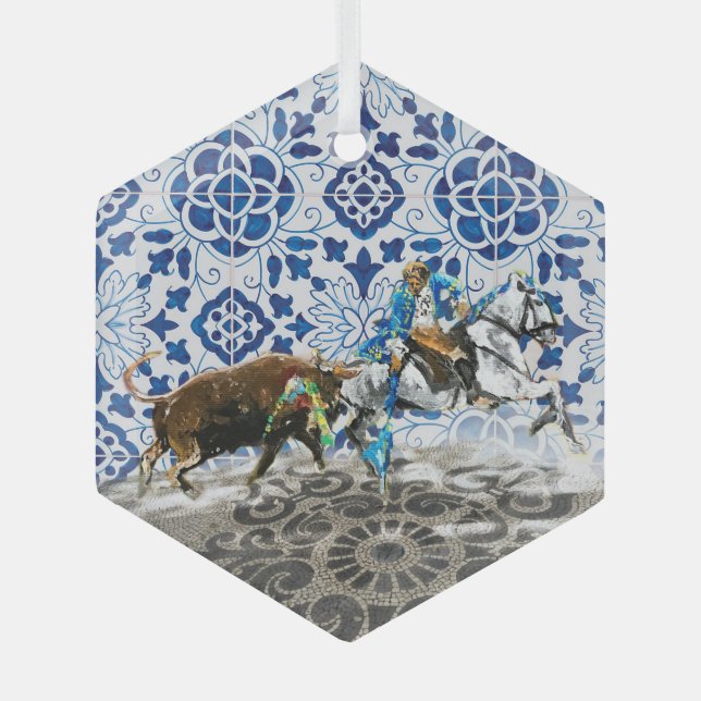 Portuguese Azores folk art Glass Tree Decoration (Front)