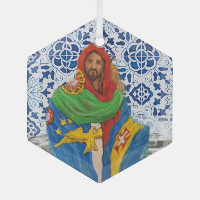 Portuguese Azores folk art Glass Tree Decoration (Front)