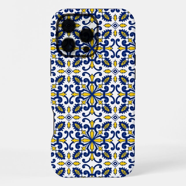 Portuguese Azulejo Classic Decorative Tile Pattern iPhone Case (Back)