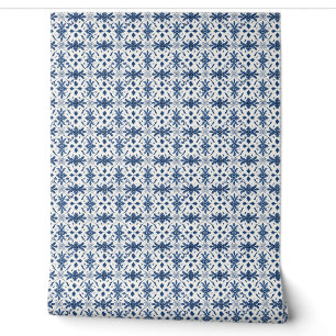 Portuguese Azulejo Essence Mini - Blue and White Wallpaper