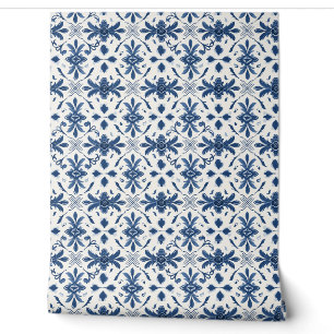 Portuguese Azulejo Essence Petite - Blue & White Wallpaper