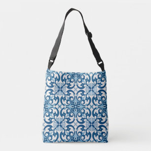 Portuguese Azulejo Fleur De Lis Style Pattern Crossbody Bag