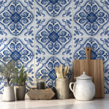 Portuguese Azulejo Pattern Mediterranean Blue