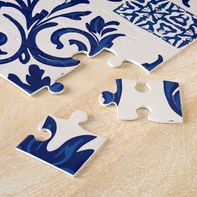 Portuguese Azulejo Peacock Puzzle – Blue & White T (Side)