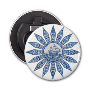Portuguese Azulejo Ship Compass Rose Bottle Opener
