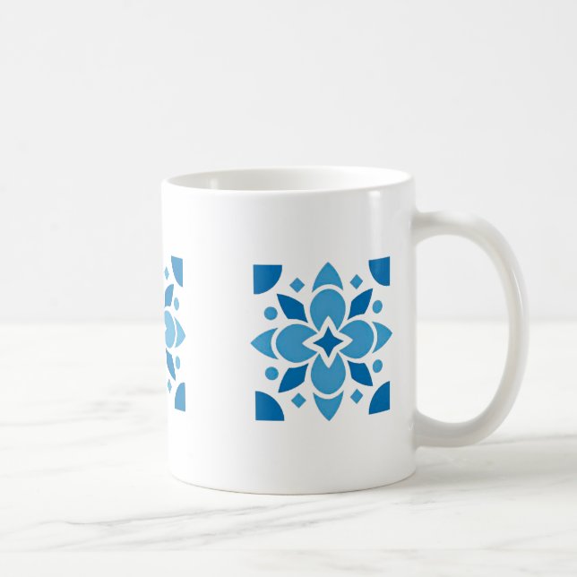 Portuguese Azulejo Tile Floral Mug – Blue Ceramic  (Right)