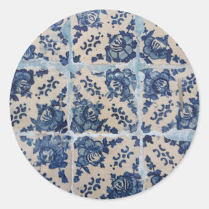 Portuguese Azulejo tiles Classic Round Sticker