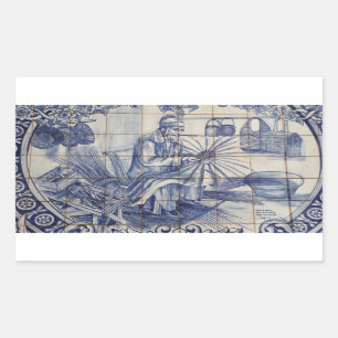 Portuguese azulejo tiles rectangular sticker