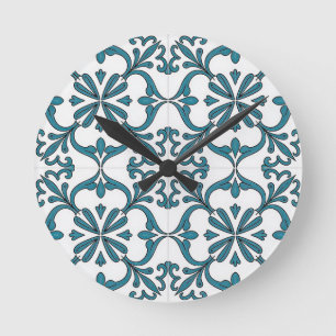 Portuguese Azulejo Wall Clock – Blue Floral Tile P