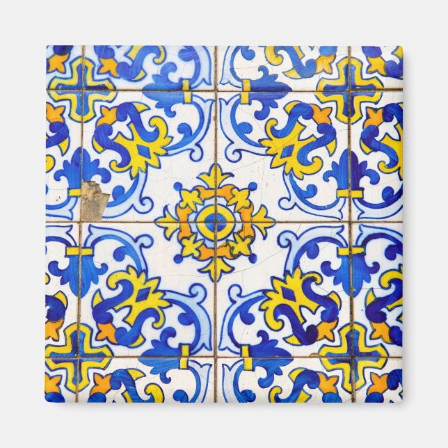 Portuguese Azulejos Ceramic Tile Magnet (Front)