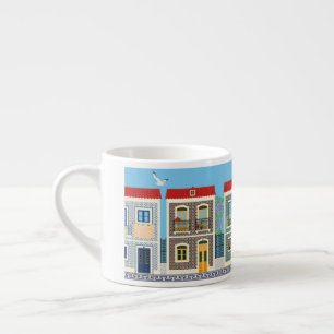 Portuguese beautiful houses with tiles or azulejos espresso cup