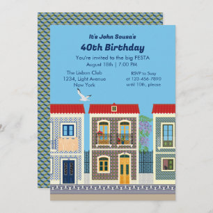 Portuguese beautiful houses with tiles or azulejos invitation