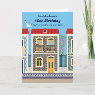 Portuguese beautiful houses with tiles or azulejos invitation