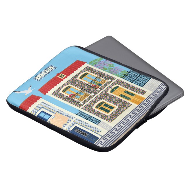 Portuguese beautiful houses with tiles or azulejos laptop sleeve (Front Top)