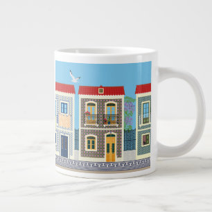 Portuguese beautiful houses with tiles or azulejos large coffee mug