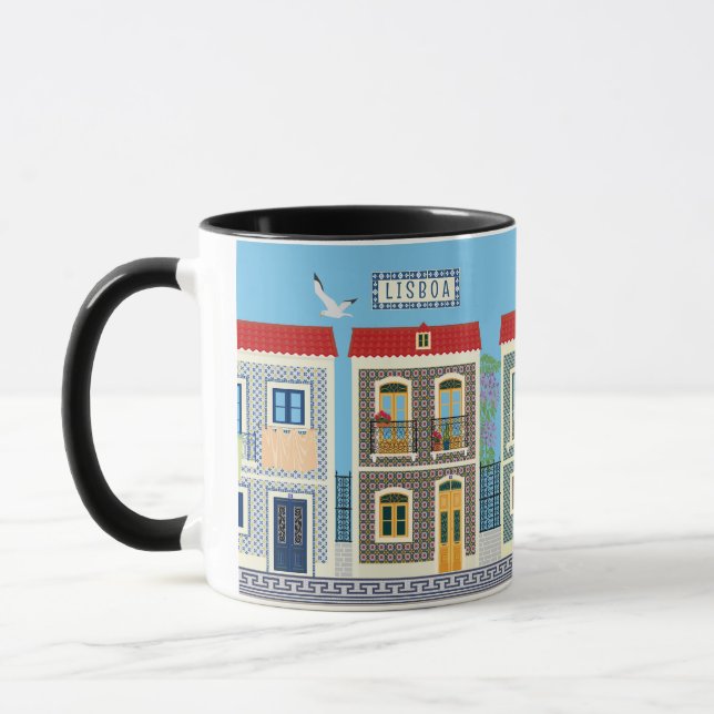 Portuguese beautiful houses with tiles or azulejos mug (Left)