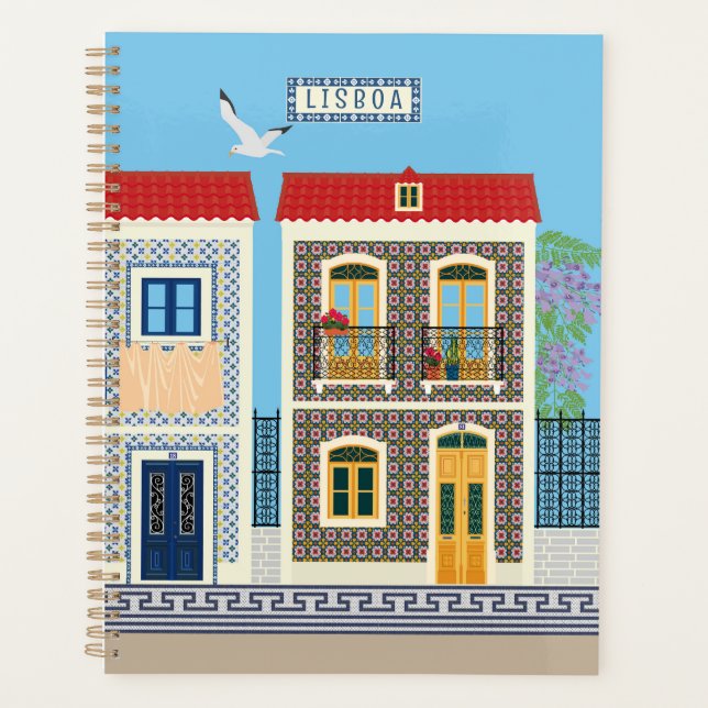 Portuguese beautiful houses with tiles or azulejos planner (Front)