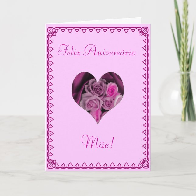 Portuguese: Birthday flowers Card (Front)