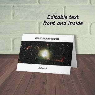 Portuguese birthday your text astronomy card