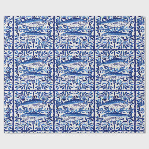 Portuguese Blue and White Sardine Wrapping Paper