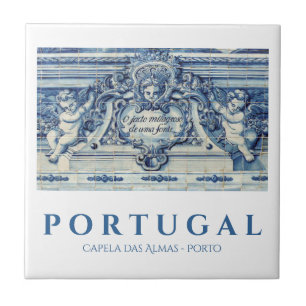 Portuguese blue and white wall tiles with angels