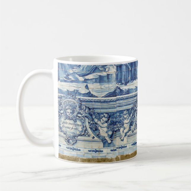 Portuguese blue and white wall tiles with angels coffee mug (Left)