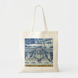 Portuguese blue and white wall tiles with angels tote bag