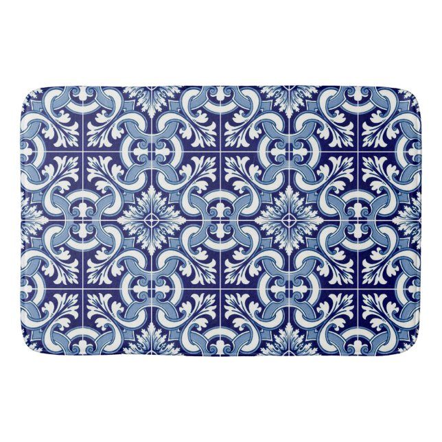 Portuguese blue tile bath mat (Front)