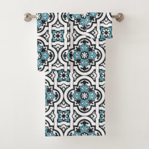 Portuguese blue tile bath towel set