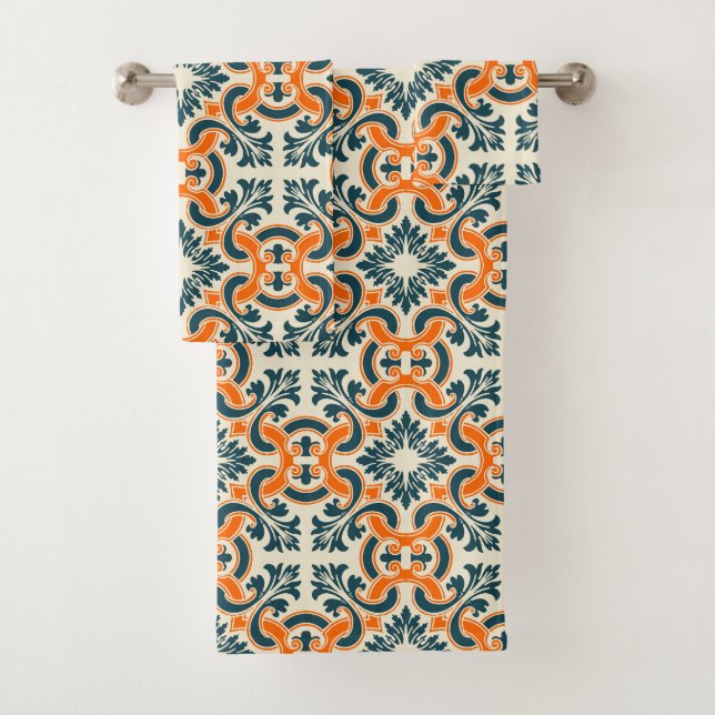 Portuguese blue tile bath towel set (Insitu)