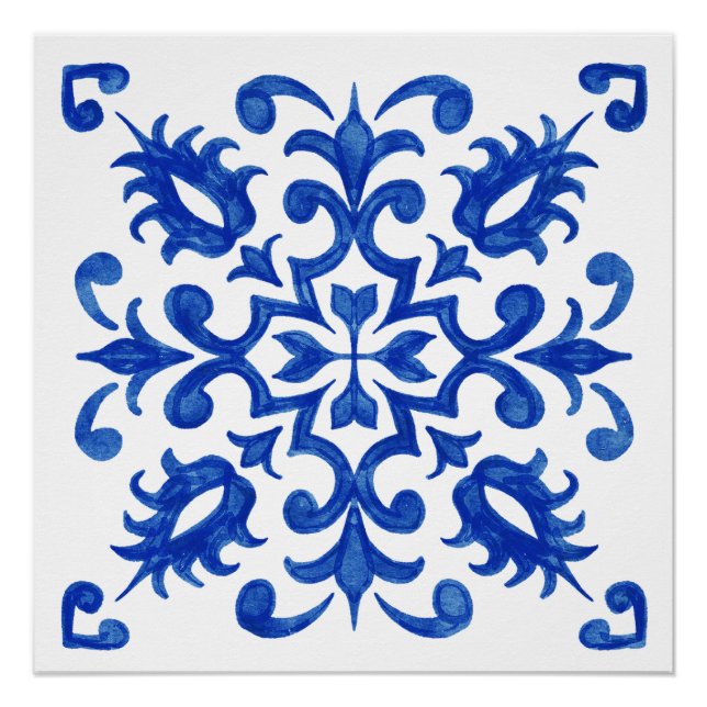 Portuguese Blue Tile central round medallion Poster (Front)