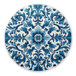Portuguese blue tile ceramic knob