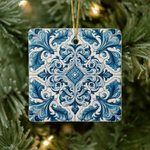 Portuguese blue tile ceramic ornament