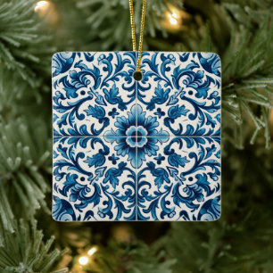Portuguese blue tile ceramic ornament