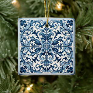 Portuguese blue tile ceramic ornament