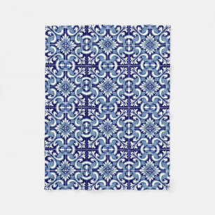 Portuguese blue tile fleece blanket