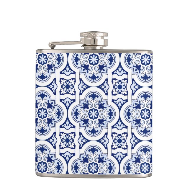 Portuguese blue tile hip flask (Front)
